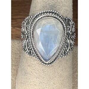 RAINBOW MOONSTONE NATURAL GEMSTONE 925 STERLING SILVER Ring Size 8